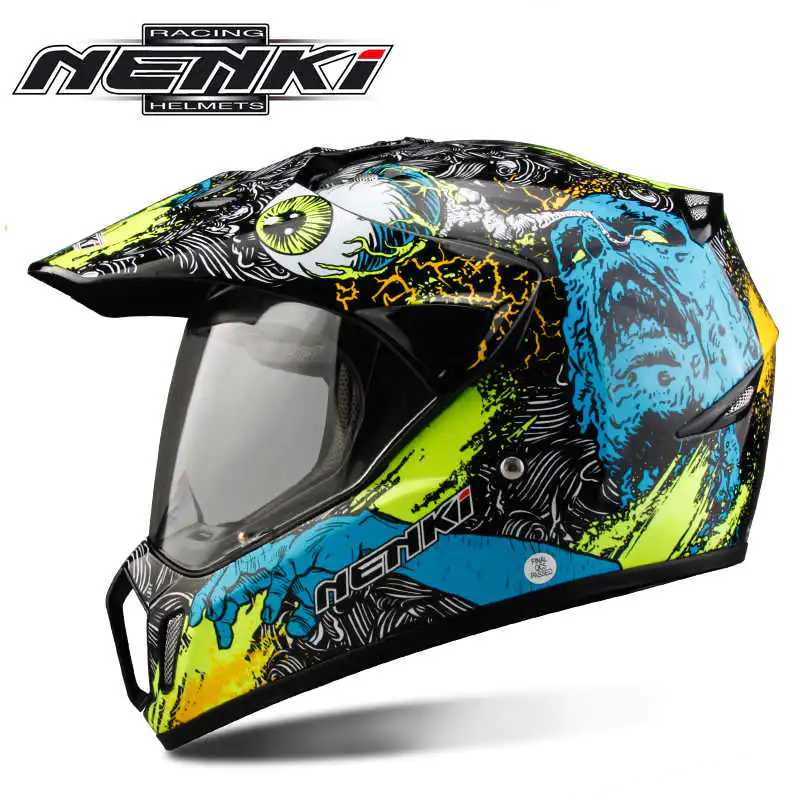 nemolukovich ⭐ Шолом (мотард) Nenki MX-310, Bright Black Yellow (S), купити в